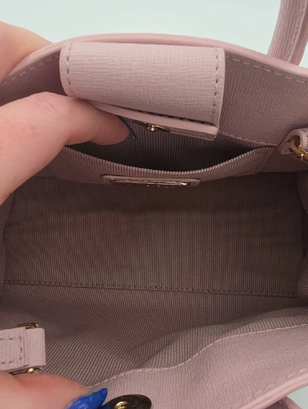 Furla Light Baby Pink Saffiano Small Satchel W Top Handles Gold Hardware (EUC)💗